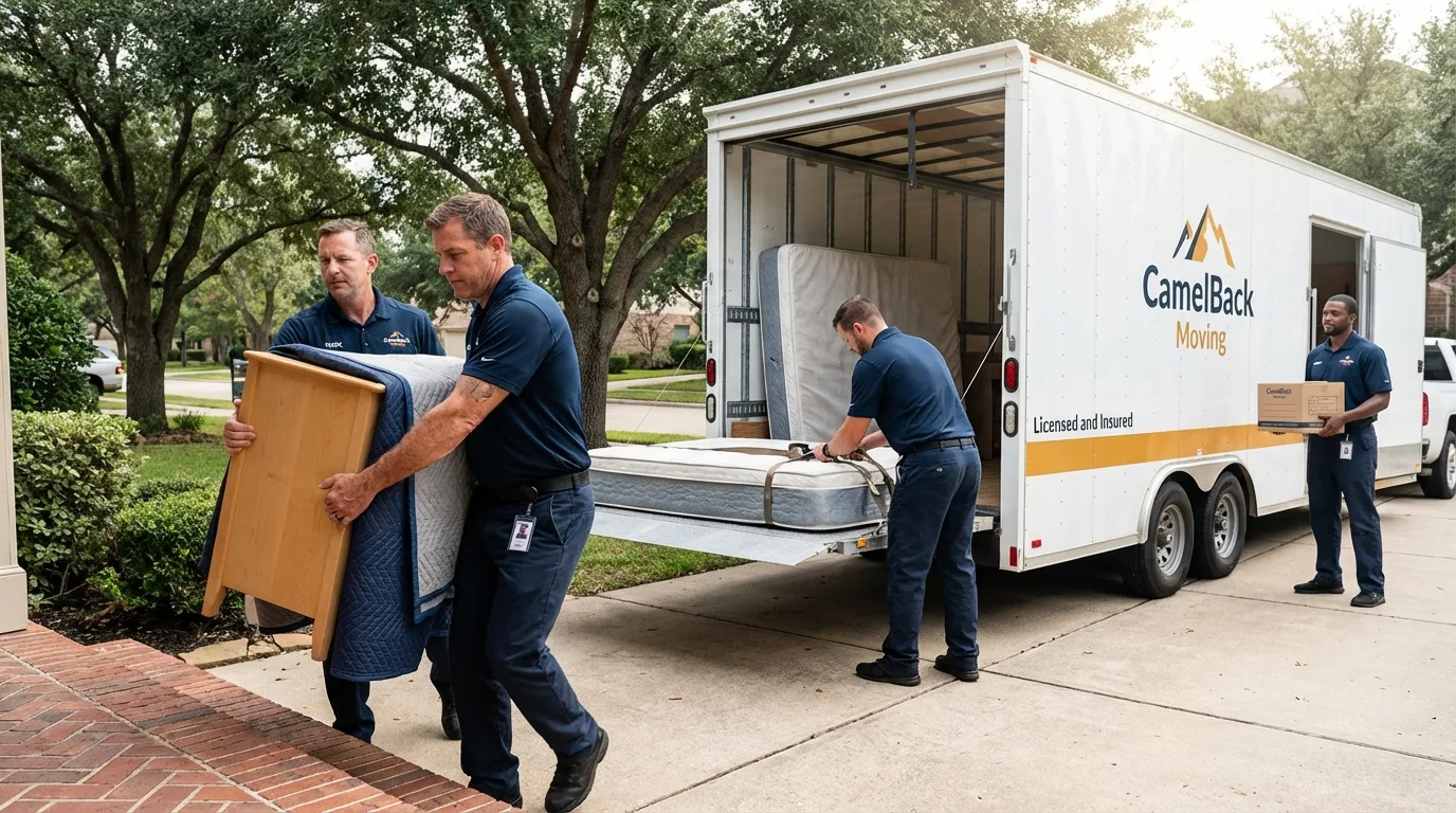 Crew loading residential truck for cross-state move from Stapleton, NE