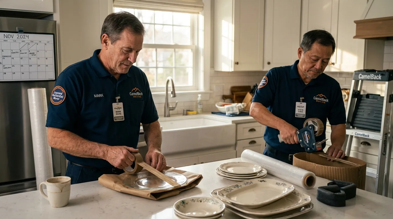 Professional crew packing kitchen dishware in Stapleton, NE
